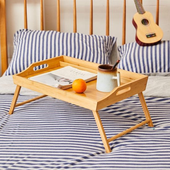Decopatent® Bamboe inklapbare bedtafel voor op bed met dienblad - Houten  Bedtafeltje -... | bol.com
