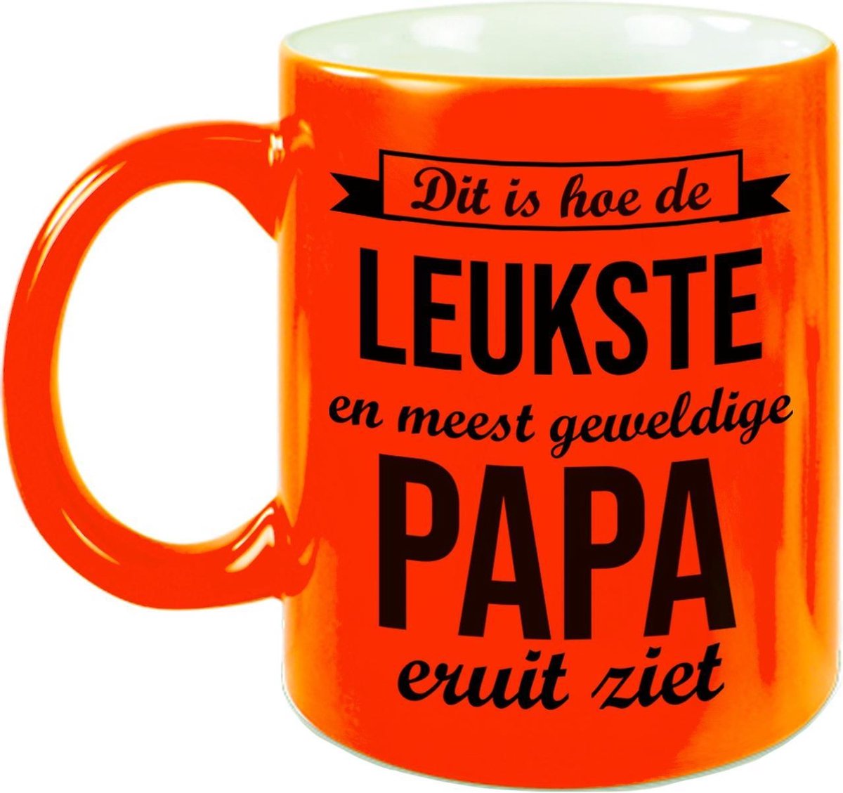 Leukste en meest geweldige papa cadeau koffiemok / theebeker neon oranje 330 ml