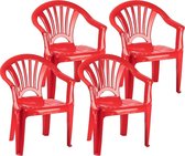 6x stuks rood stoeltjes voor kinderen 50 cm - Tuinmeubelen - Kunststof binnen/buitenstoelen voor kinderen