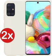 Samsung A71 Hoesje - Samsung Galaxy A71 Hoes Siliconen Case Hoes Cover - Wit - 2 PACK
