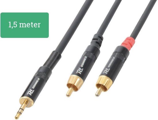 Aux kabel 3.5 Stereo - 2xRCA Male 1.5m van PD Connex - PD Connex