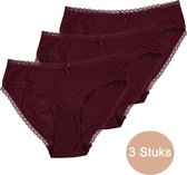 INSUA Ondergoed Dames - Rib Slip met Kant - Roest Rood - 3 Pack - Maat XL