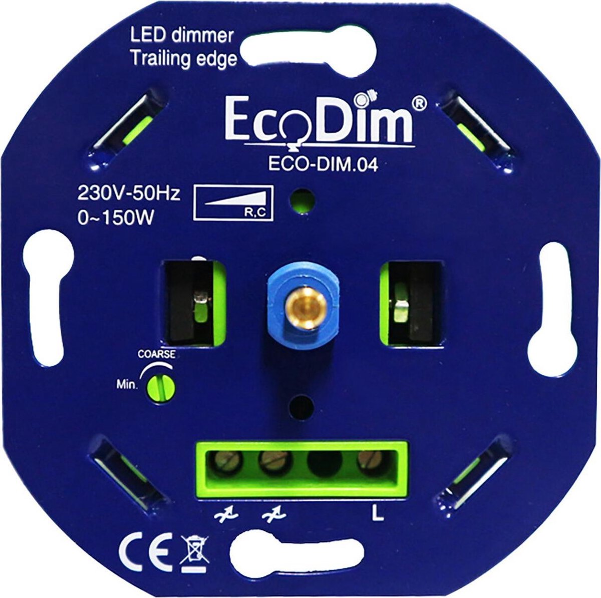 EcoDim - LED Dimmer - ECO-DIM.04 - Fase Afsnijding RC - Inbouw - Enkel Knop - 0-150W - Ecodim