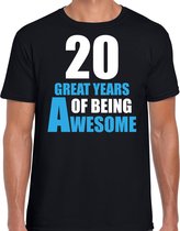 20 Great years of being awesome cadeau t-shirt zwart voor heren - 20 jaar verjaardag kado shirt / outfit L