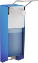 relaxdays desinfectie dispenser 1000 ml - muur - zeepdispenser - zeeppomp - universeel blauw