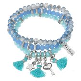 Juleeze Armbanden Dames (set v 6) Blauw Metaal / glas Rond Armband Armbandjes