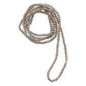 Melady Halsketting Dames 4mm*1m Grijs Glas Ketting Dames Kralenketting