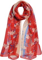 Melady Sjaal Dames Print 50*160 cm Rood Synthetisch Bloemen Shawl Dames Sjaal