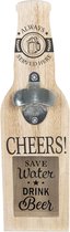 Clayre & Eef Flesopener met Opvangbak 6H1728 10*7*35 cm Bruin Hout Rechthoek Bewaardoos