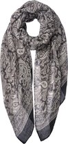 Juleeze Sjaal Dames Print JZSC0497Z 80*180 cm - Zwart Polyester Shawl DamesSjaal