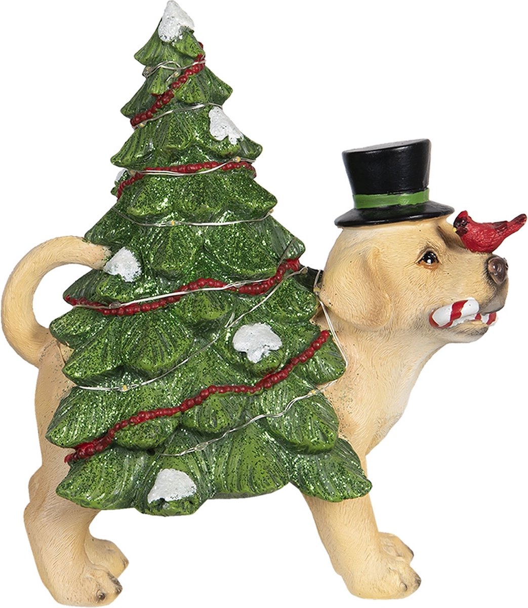 Beeld  Kerstboom 21x13x44 cm Groen Beige Kunststof Kerstdecoratie beeld decoratie  Decoratieve Accessoires