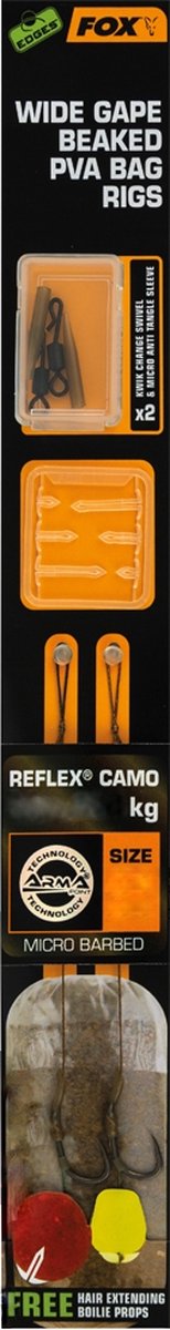 Fox Edges Wide Gape Beaked PVA Ready Rigs - Onderlijn - 20lb - Maat 6 - Camouflage op Prijzenvolger.com
