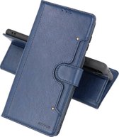 KAIYUE - Luxe Portemonnee Hoesje - Pasjeshouder Telefoonhoesje - Wallet Case - Geschikt voor Samsung Galaxy S21 - Navy