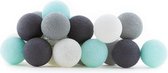 Cotton Ball Lights - 20 Lichtbollen - Lichtsnoer - Werkt op USB - 378 cm - Grijs, Zwart, Blauw, Wit