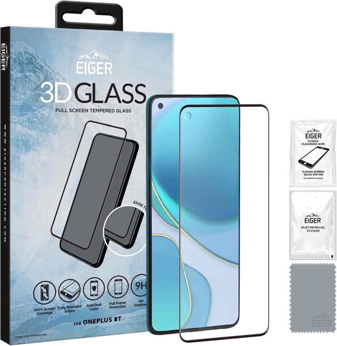 Eiger OnePlus 8T Tempered Glass Case Friendly Screen Protector Gebogen |  bol.com