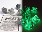 Set 10 10-zijdig, Chessex Borealis  Luminary Light Smoke w/silver