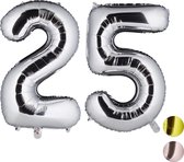 Relaxdays 1x folie ballon 25 - cijferballon - verjaardag - cijfer - XXL - zilver - nummer