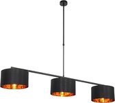 QAZQA vt - Moderne Hanglamp eettafel voor boven de eettafel | in eetkamer - 3 lichts - L 125 cm - Zwart - Woonkamer | Slaapkamer | Keuken