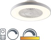 QAZQA climo - Dimbare LED Plafondventilator met Verlichting | Lamp en Afstandsbediening - 1 lichts - Ø 600 mm - Wit - Woonkamer | Slaapkamer | Keuken
