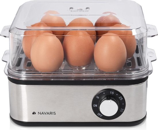 Roestvrijstalen eierkoker met timer - voor 1-8 eieren - ook voor het stomen  van... | bol.com