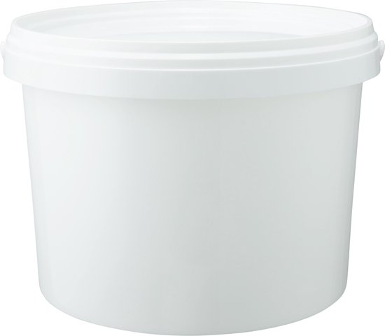 Lege Emmer Wit met Deksel – 2,5 liter |