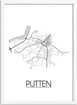 Putten Plattegrond poster A2 + fotolijst wit (42x59,4cm) DesignClaud