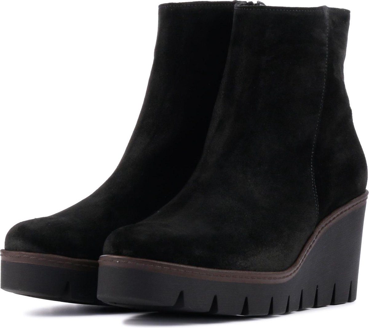 Gabor Dames Enkellaarsjes Zwart sue sleehak bootie | Van den Assem