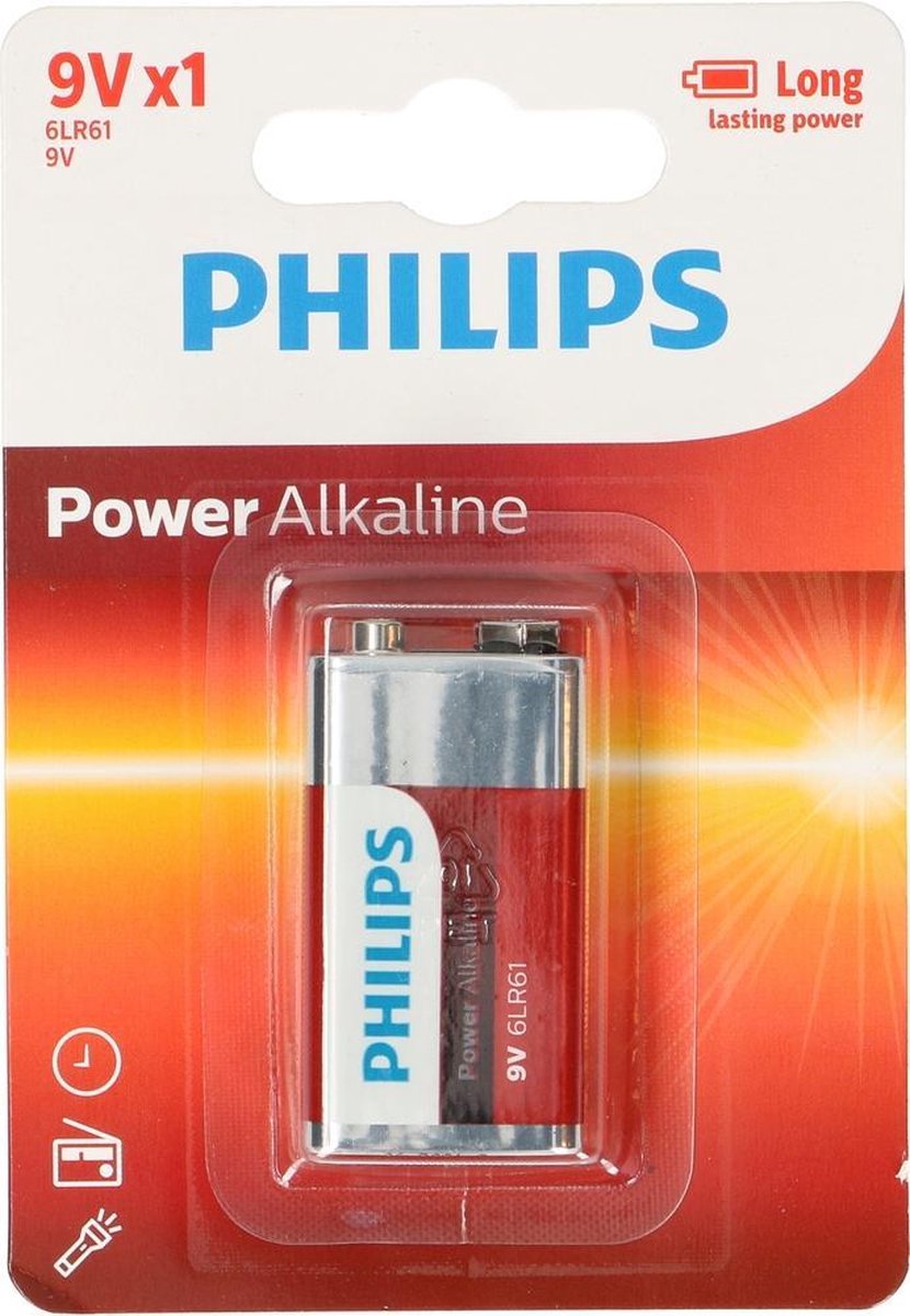 Pile Alcaline Philips 6LR61 9V au meilleur prix