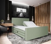 Elektrische Boxspring Manhattan - Inclusief 7-comfortzones pocketveringmatras - Olijfgroen - 160x200 cm