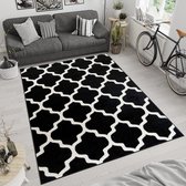 Tapiso Maroko Vloerkleed Trellis Zwart Woonkamer Tapijten Maat- 80x150