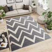Tapiso Maroko Vloerkleed Woonkamer Zigzag Grijs Maat- 80x150