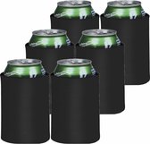 6x Stuks blikjes koeler / koelhoud hoesjes / bierblik hoesjes - zwart - Frisdrank/bier blikjes koel houden