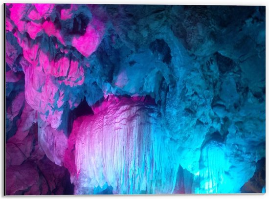 Dibond - Blauwe/Roze Grotten - 40x30cm Foto op Aluminium (Wanddecoratie van metaal)