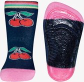 Ewers antislip sokken donker blauw met kersjes