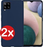 Samsung Galaxy A12 Hoesje Siliconen Case Cover - Samsung A12 Hoesje Cover Hoes Siliconen - Donker Blauw - 2 PACK