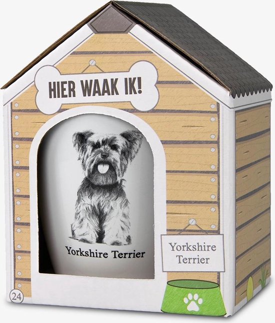 Mok - Hond - Cadeau - Yorkshire Terrier - In cadeauverpakking met gekleurd lint