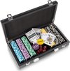 Afbeelding van het spelletje OPRUIMING - Luxe Professionele Leren Casino Pokerkoffer Zwart Pokerset 300 Chips - Leuk Geschenk - VALENTIJN CADEAUTJE VOOR HEM - VALENTIJN GESCHENK - VALENTIJN DEAL