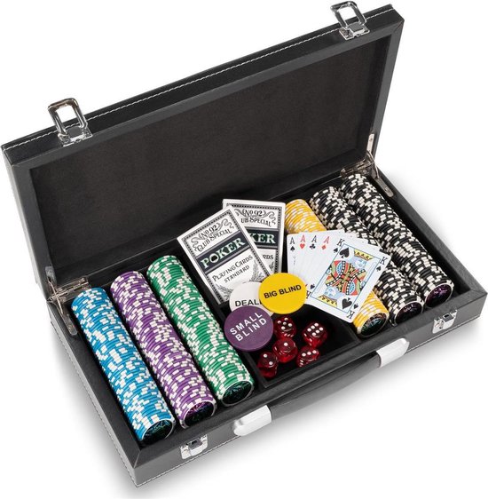 Chemicaliën Wolk bouw OPRUIMING - Luxe Professionele Leren Casino Pokerkoffer Zwart Pokerset 300  Chips -... | bol.com