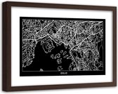 Foto in frame , Plattegrond Oslo , 120x80cm , Zwart wit , wanddecoratie