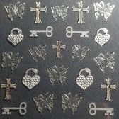 Nail Art Stickers - Nagel Stickers - Korneliya 3D Nail Jewels - NJ10 Keys and Cross