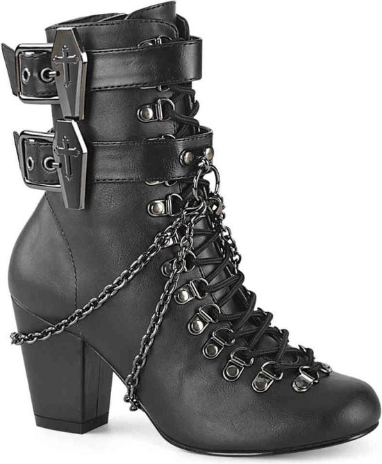 Demonia Bottines -42 Chaussures- VIVIKA-128 Coffin Zwart