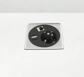 Meyer Netboxpoint inbouw-unit, 1x 230V, 1x Data (Cat6), inclusief koppelkabel 2meter, chroom mat