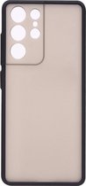 Shop4 - Samsung Galaxy S21 Ultra Hoesje - Harde Back Case Transparant Zwart