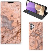 Telefoon Hoesje Geschikt voor Samsung Galaxy A32 5G Wallet Book Case Marmer Oranje