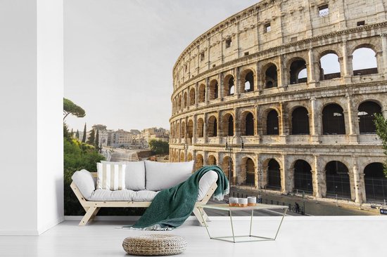 Muralo Vlies fotobehang 300 x 210 stad Barcelona Spanje behang gebouwen architectuur muur steenlook woonkamer slaapkamer wandschilderijen XXL wand br. 300 cm x hoogte 210 cm