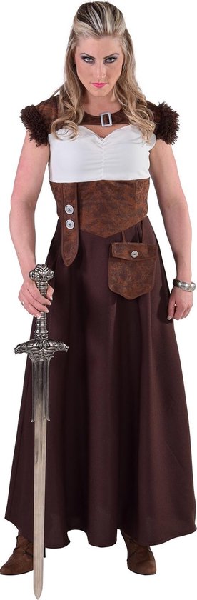 Magic Design Verkleedjurk Viking Dames Polyester Bruin Maat Xs