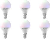 CALEX - LED Lamp 6 Pack - Smart Kogellamp - E14 Fitting - Dimbaar - 5W - Aanpasbare Kleur CCT - RGB - Mat Wit - BSE