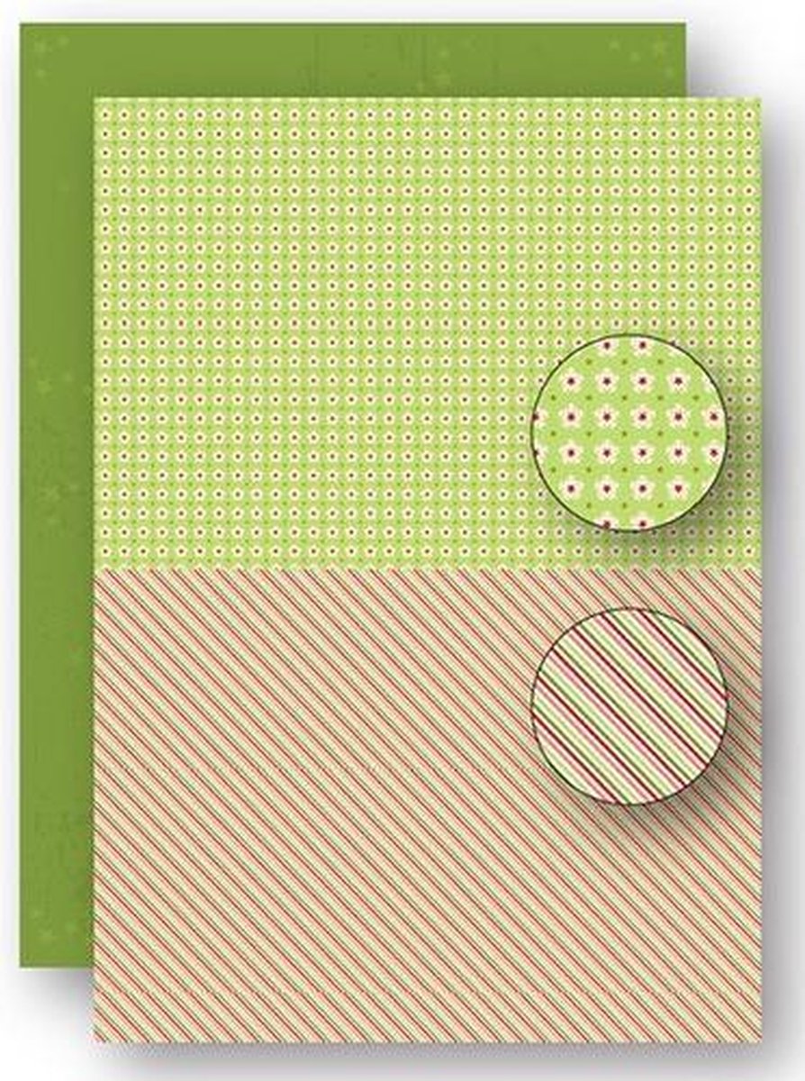 NEVA067 A4 Nellie Snellen - knutselpapier kaarten scrapbook pakket 5 vel achtergrond papier - achtergrondvellen kerstmis - green christmas lines