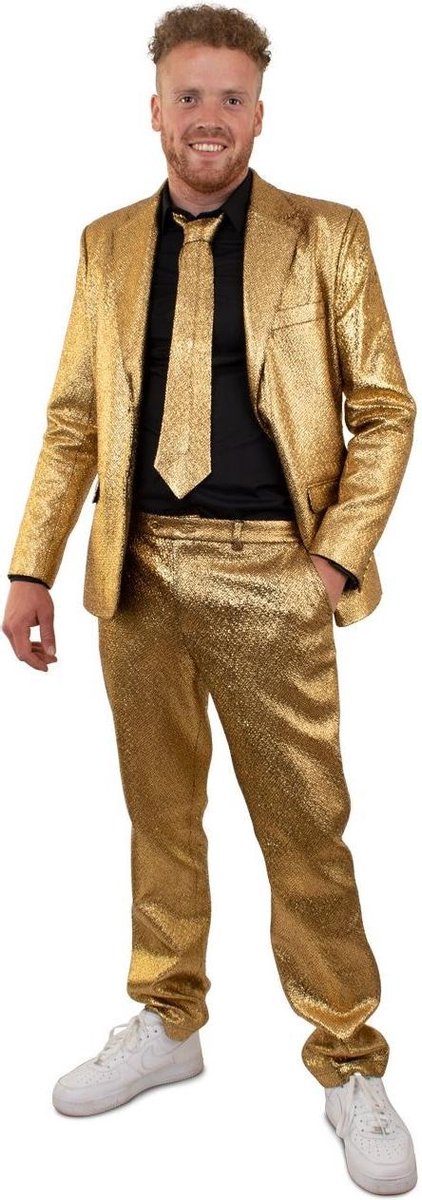 Gouden kostuum metallic 3-delig - Maat 56