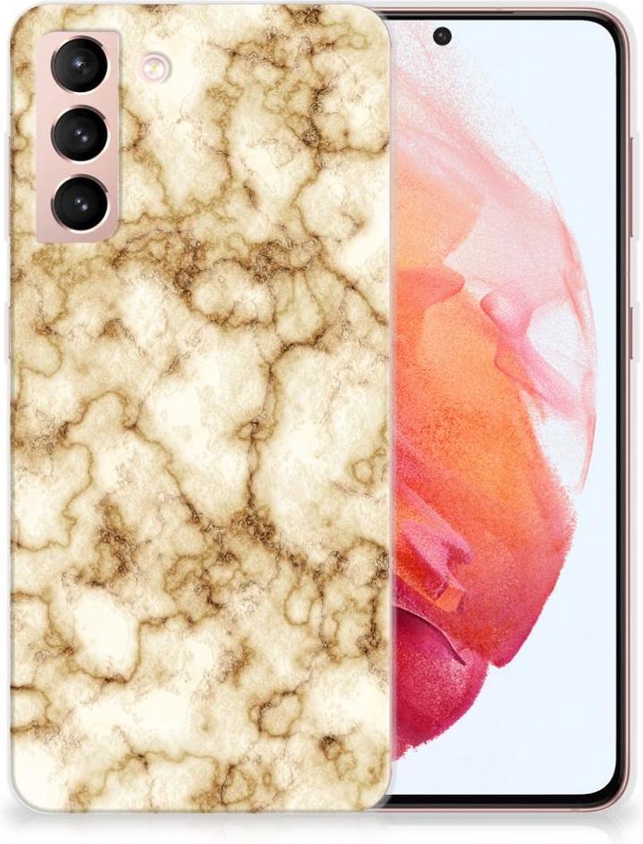 Samsung Galaxy S21 TPU Siliconen Hoesje Marmer Goud